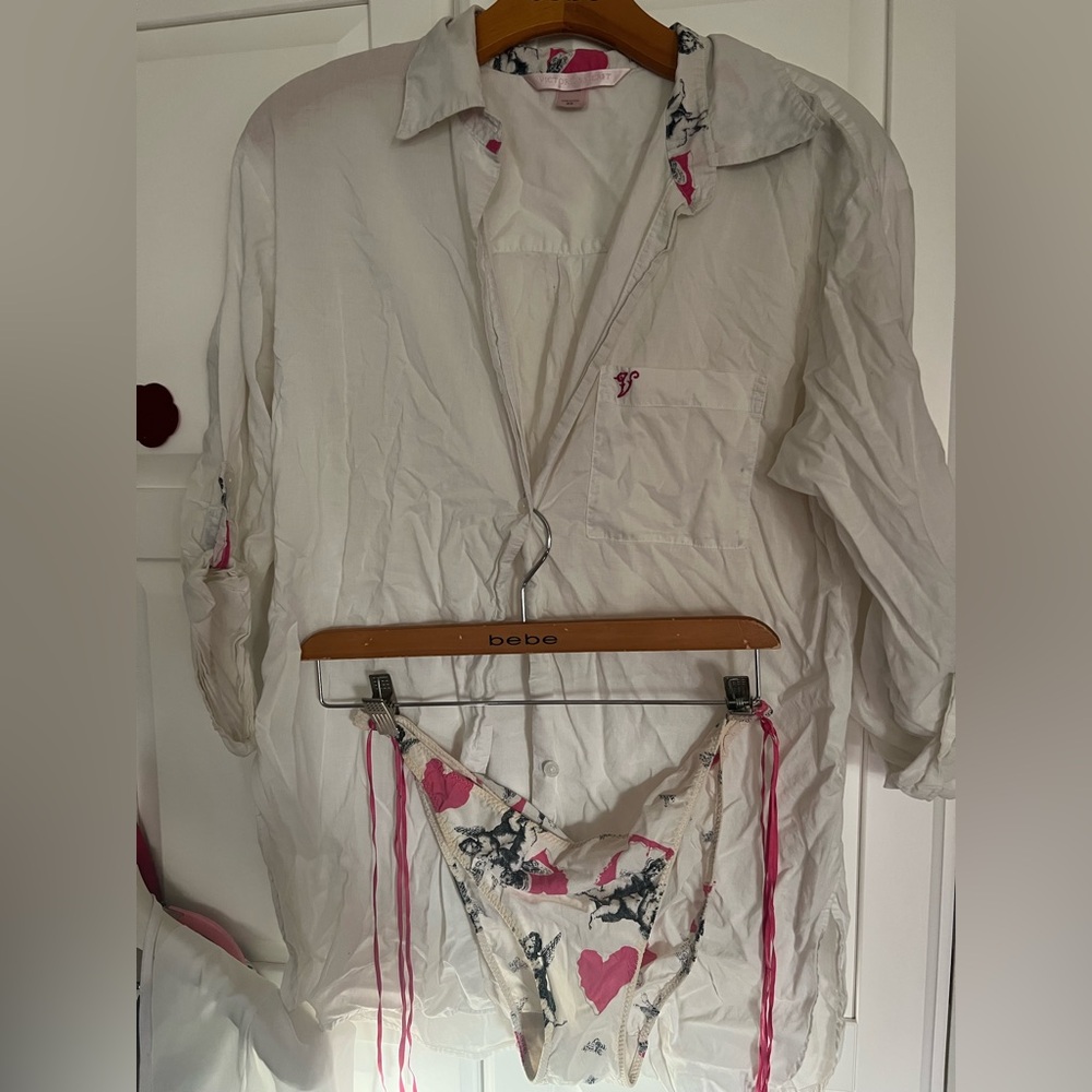 😍3for 1 Price🦊pijama Shirt bikini set SzXS &White lace inserted Top. - Picture 2 of 16